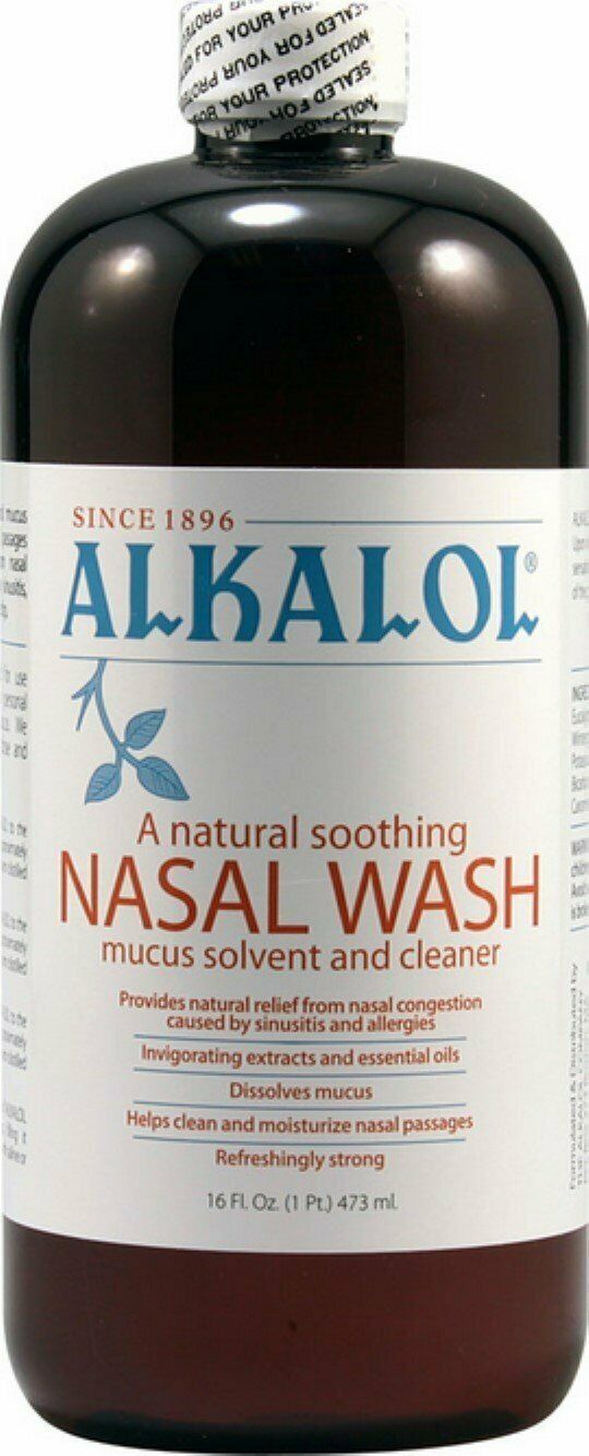 Alkalol Natural Soothing Nasal Wash Mucus Solvent & Cleaner 16 oz, 4-Pack