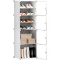 thumbnail image 1 of Zapatero con Tapa, Caja de Zapatos de 8 Niveles, Almacena 16 Pares, Plástico, Armario, Pasillo y Más (Blanco), 1 of 4