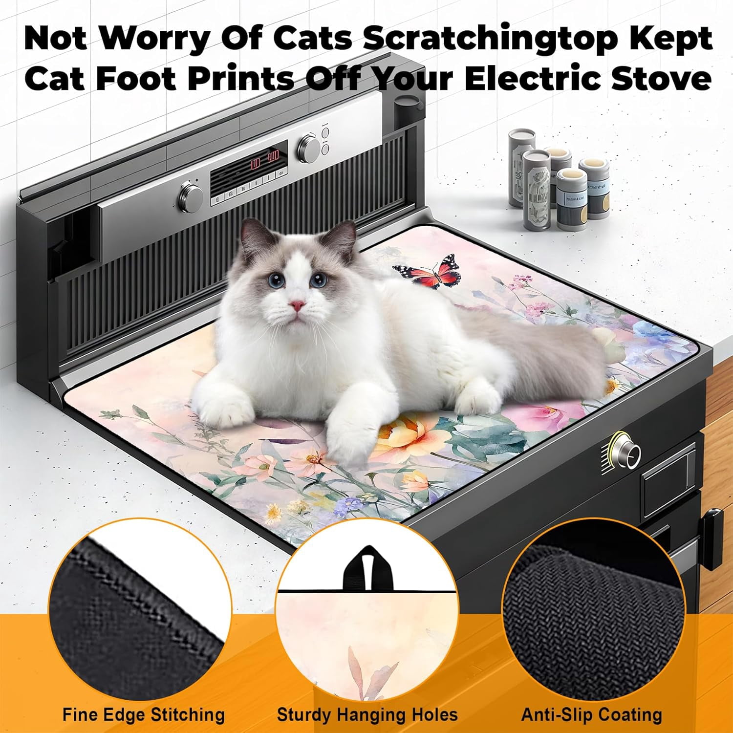 Heat-Resistant Glass Stove Top Cover with Anti-Slip Rubber Coating – 28.5x20.5 Inch Electric Stove Protector, Scratch-Resistant, Expands Counter Space, Stylish Kitchen Decor