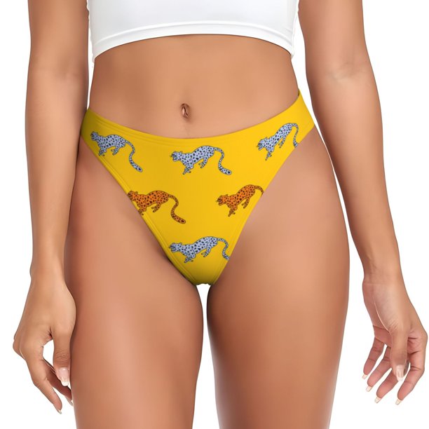 Fotbe Leopard Print Tanga Sin Costuras para Mujer con Estampado – Panties Invisibles, Transpirables y Cómodos para Uso Diario-X-Small