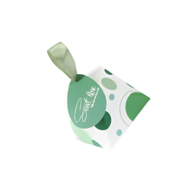 Bewildely Caja de dulces Favor de la boda Regalo de joyería con cinta Bolsas rojas Contenedor Estuche con estampado de flores para suministros Almacenamiento y organización del hogar Verde