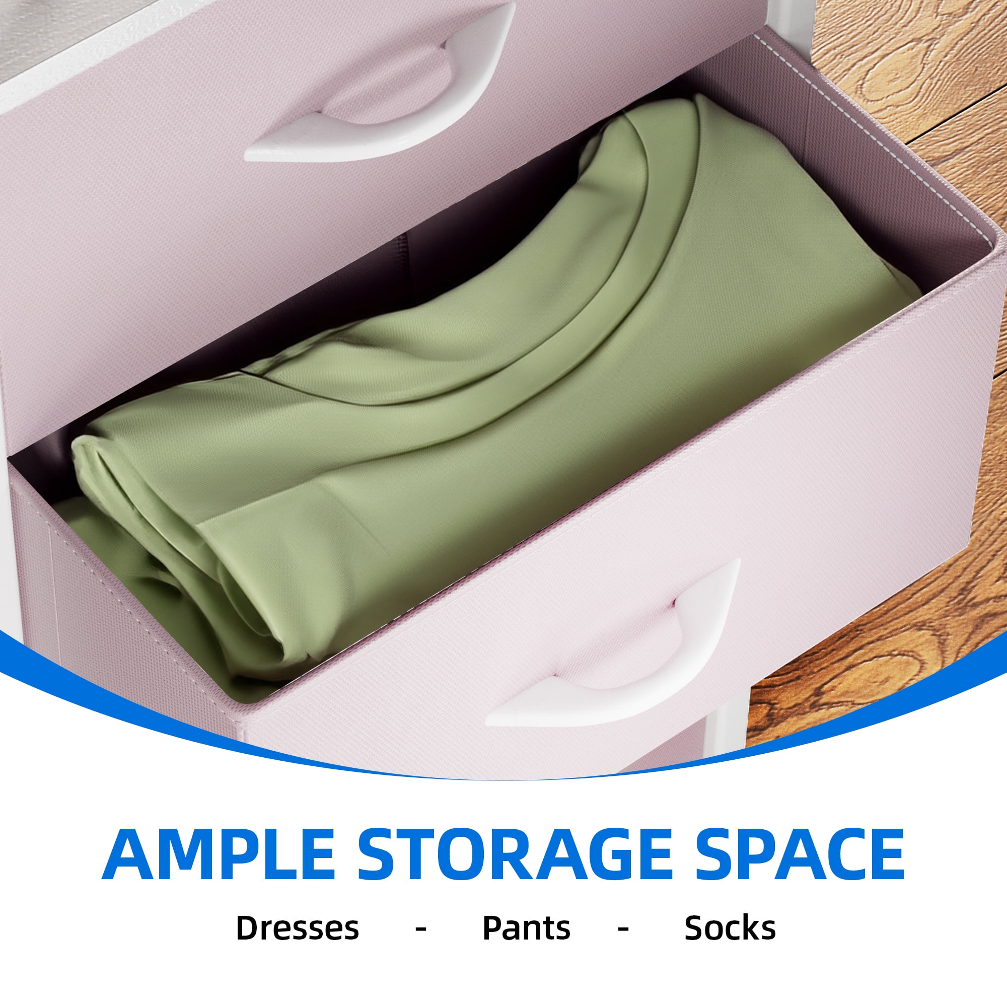 Uforic Pink 4-Drawer Fabric Dresser, Storage Organizer for Bedroom & Nursery, for Kids & Adults