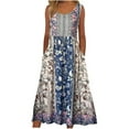 thumbnail image 5 of 2025 summer new! Women's sleeveless Bohemian floral casual beach MIDI sundress with pockets flowing and loose, 5 of 9