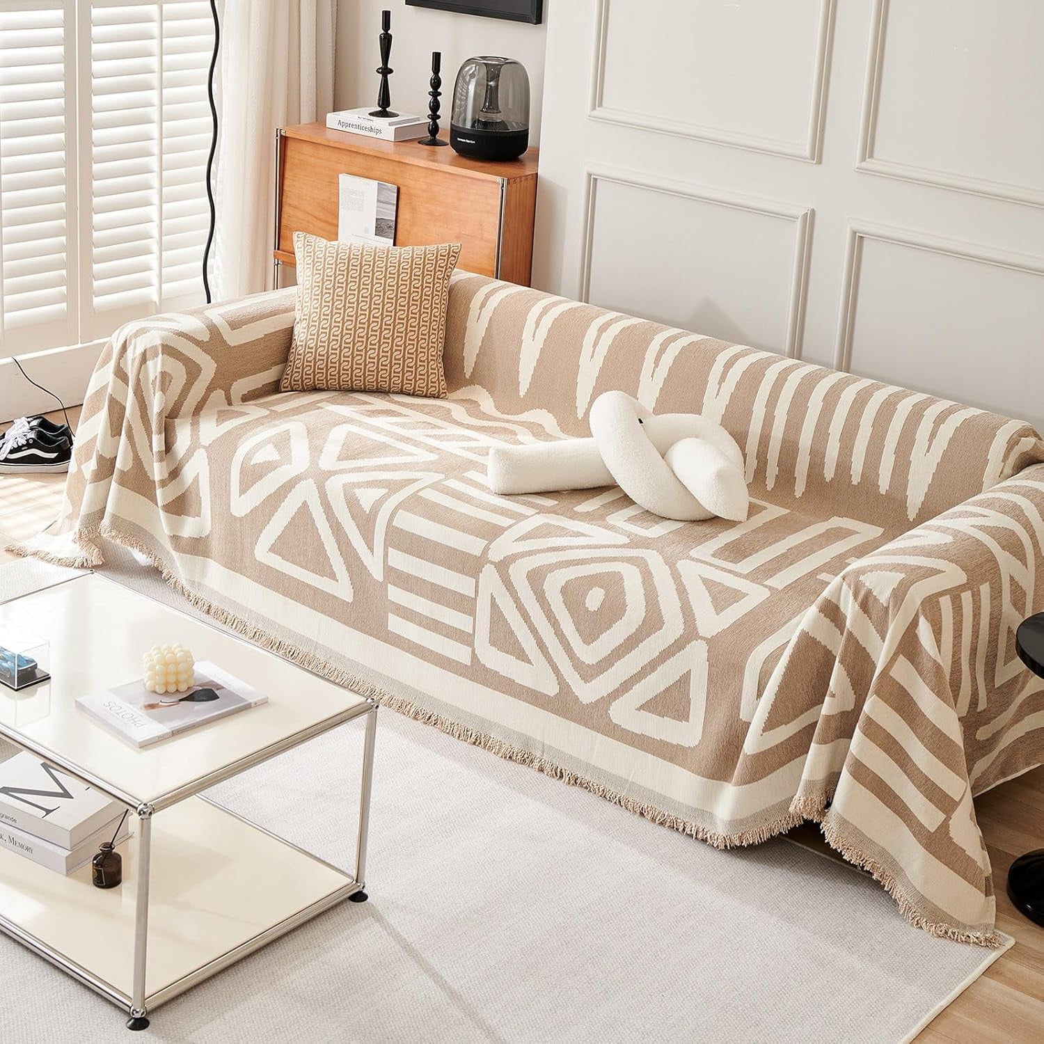 Couch Cover Sofa Covers, Khaki Couch Covers for Sectional Sofa Washable Breathable Love Seat Couch Covers for 2 Cushion Couch Living Room Furniture Protector, 71''x118''