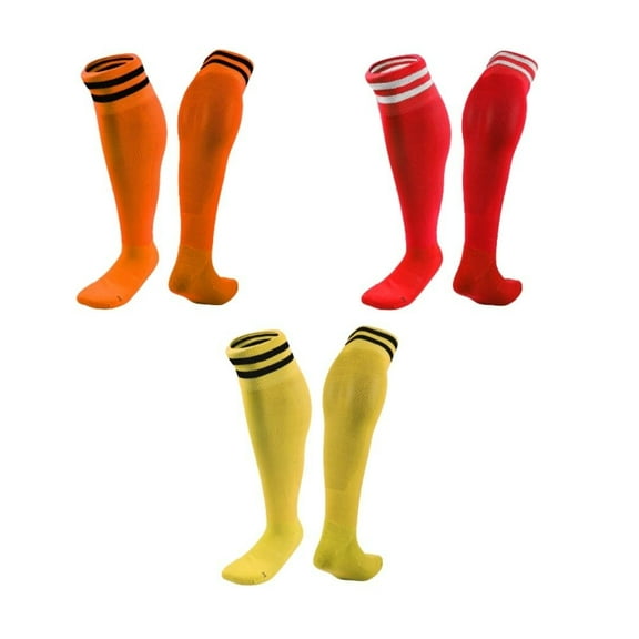 Lian LifeStyle 3 Pairs Knee High Sports Socks for Soccer, Softball, Baseball, Soccer, and Many Other Sports XL002 Size S Orange,Red,Yellow
