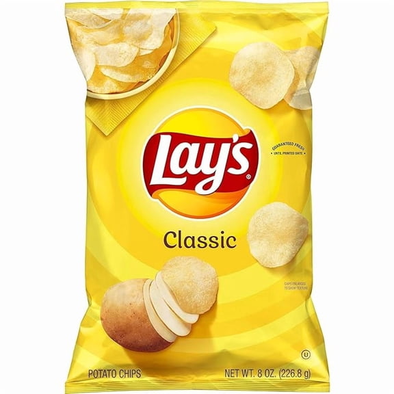 Pack of 1 Lay's Potato Chips Classic Flavor Bag, 8 Oz