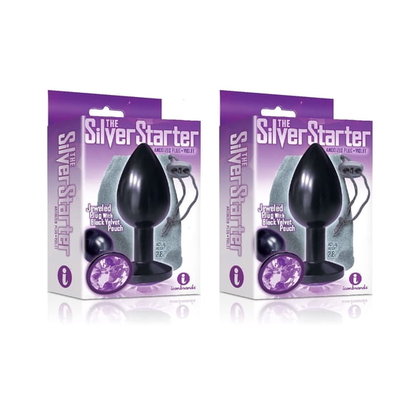 Ensemble Cadeau Aguichant et Crépu du Silver Starter, Bouchon en Acier Inoxydable Anodisé avec Bijoux, Violet et Icon Brands le Silver Starter, Bouchon en Acier Inoxydable Anodisé avec Bijoux, Violet