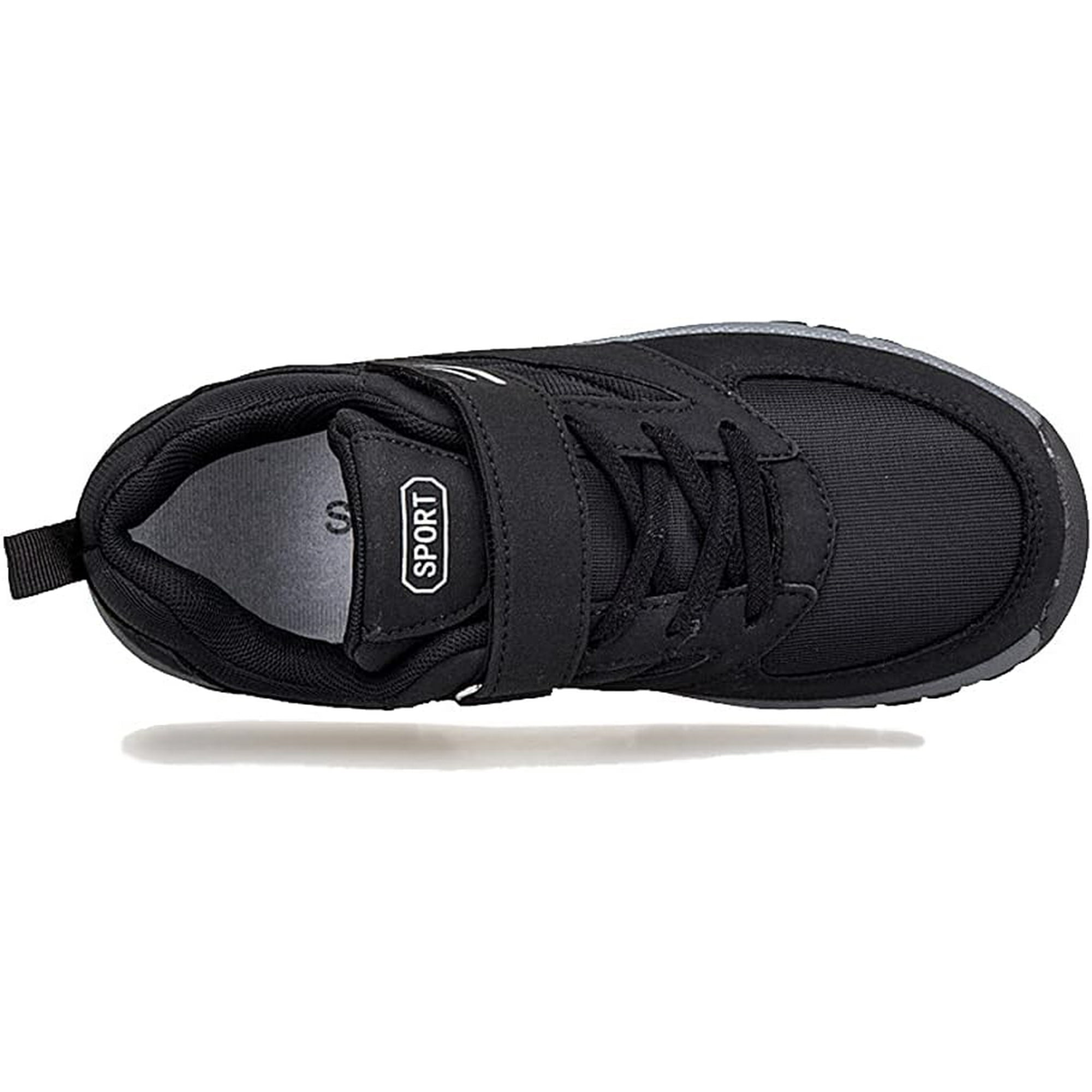 LEADER SHOW Women s Comfort Walking Shoes Non Slip Fitness Tennis Flats Casual Strap Sneakers 6 2093 Black