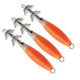 thumbnail image 2 of 3x anzuelos luminosos de calamar, cebo de pesca Artificial de agua salada, aparejo para pesca nocturna, señuelo fluorescente que se hunde con manga de Naranja shamjiam Señuelos de pesca, 2 of 8