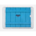thumbnail image 1 of Country Bath Mat, Italian Style Window Shutters with Carved Heart Image Vintage Bohemian Print, Non-Slip Plush Mat Bathroom Kitchen Laundry Room Decor, 29.5 X 17.5 Inches, White Turquoise, Ambesonne, 1 of 2