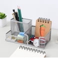 thumbnail image 2 of Dusknt Silver Iron Three-Compartment Storage Pen Holder, Pencil Barrel,Mesh Desk Organizer Supplies Caddy with Pencil Holder and Storage Baskets for Desktop Accessories 3 Compartments, 2 of 9