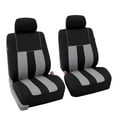 thumbnail image 2 of FH Group Striking Striped Seat Covers fro Auto, 2 Headrest Cover Full Set,  Black and Gray, 2 of 7
