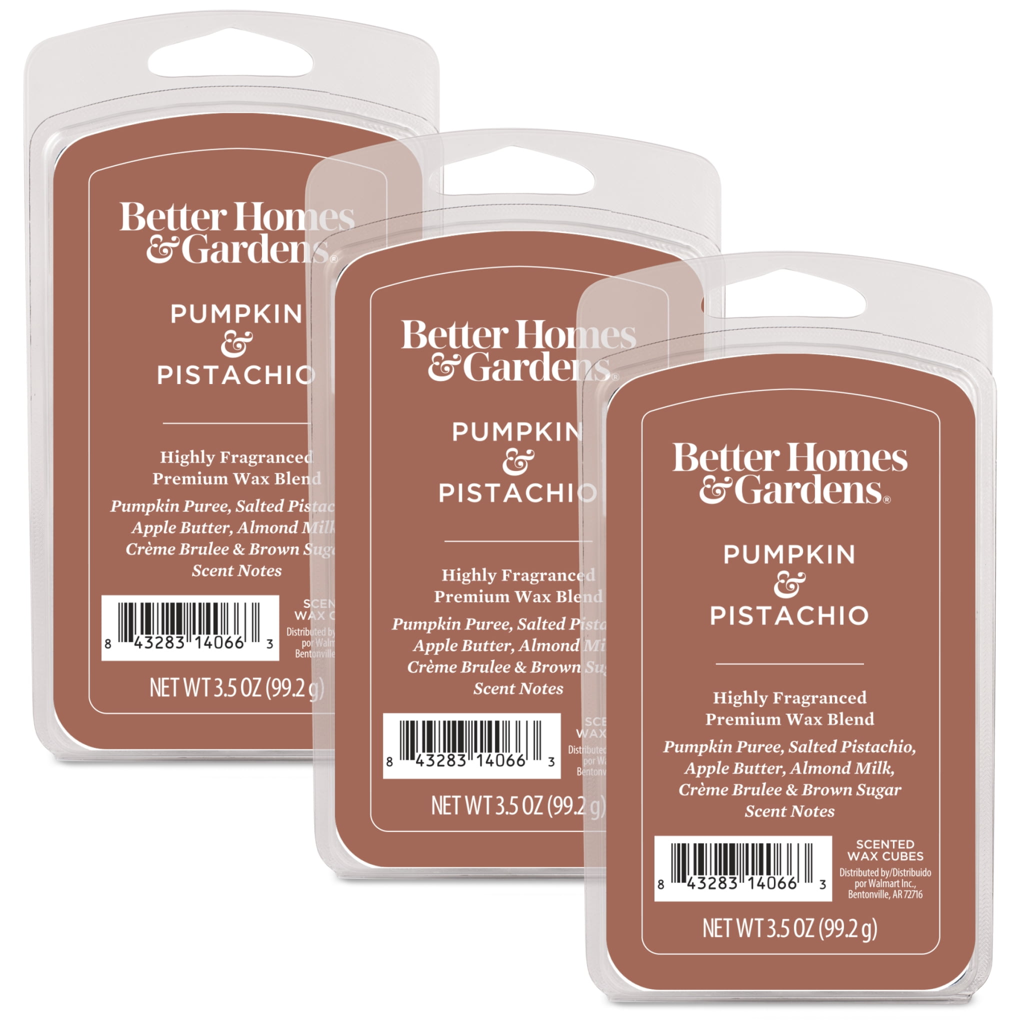 Pumpkin & Pistachio Premium Scented Wax Melts, Better Homes & Gardens, 3.5 oz (3-Pack)