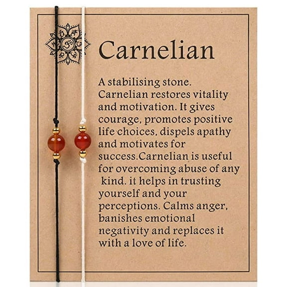 HeroNeo 2 Pcs Carnelian Crystal Bracelet Handmade Natural Healing Gemstone Bracelet