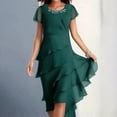 thumbnail image 4 of 2025 Robe à Col en V pour Dames à Manches Courtes, à Lacets, Imprimée, Grande Jupe, Robe d'Été pour Femmes, Robe Maxi pour Dames, Robes d'Été Décontractées pour Femmes, Robe de Saison, Robes Chemise Maxi, Robes Longueur Genou fo, 4 of 5