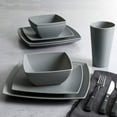 thumbnail image 7 of Gibson Home 16 Pc Melamine Dinnerware Plates, Bowls, & Cups, Grey (4 Pack), 7 of 7