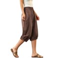 thumbnail image 4 of Karymi Pants for Women Capri Jogger Pants, Elastic High Waist Baggy Cropped Harem Pants, Boho Casual Trousers With Side Pockets, 4 of 8