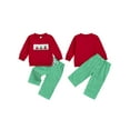 thumbnail image 2 of Miaouyo Toddler Baby Boys Girls Christmas Fall Outfit 6 12 18 24 Months 2T 3T Car Holiday Tree Long Sleeve Sweatshirt and Plaid Pants 2 Piece Set, 2 of 9