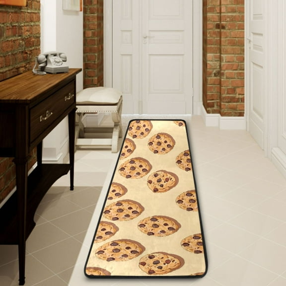 Ryvnso Chocolate Chip Cookies Hallway Runner Rugs Floor Carpet Non Slip Entryway Mat 2' x 6'