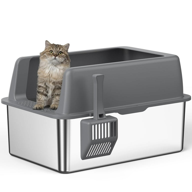 Bug Hull Stainless Steel Cat Litter Box with Lid, Extra Large photo 1