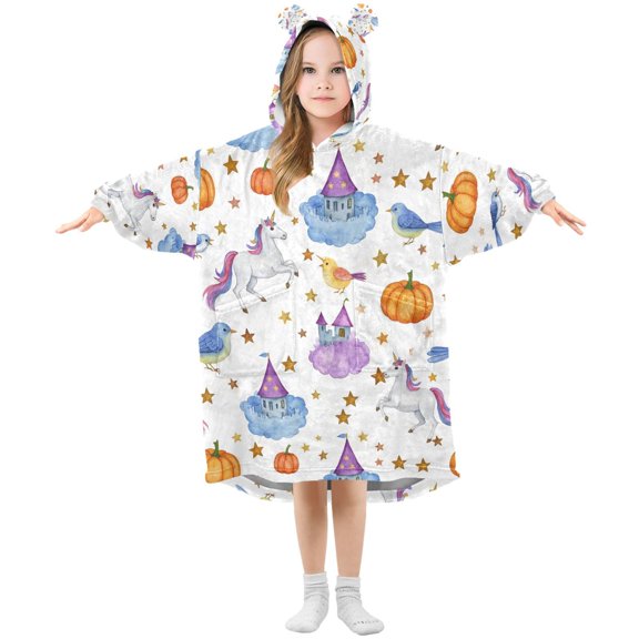 joogoo Wearable Blanket Hoodie for Unicorn and Stars Oversized Sherpa Hooded 3-14 YR M