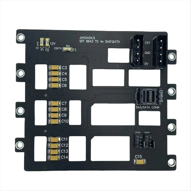 Placa Base de Disco Duro SAS/ para Servidor de Almacenamiento NAS, Adaptador de 6 Gbps SFF8643 A HDD SSD de 4 Bahías, Fuente de Alimentación 4D de Gran Tamaño.
