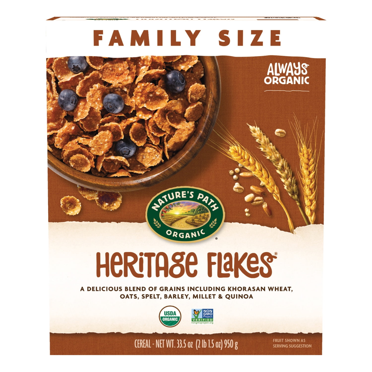 (4 pack) Nature's Path Organic Heritage Flakes® Breakfast Cereal, 33.5oz Box (pack of 4)
