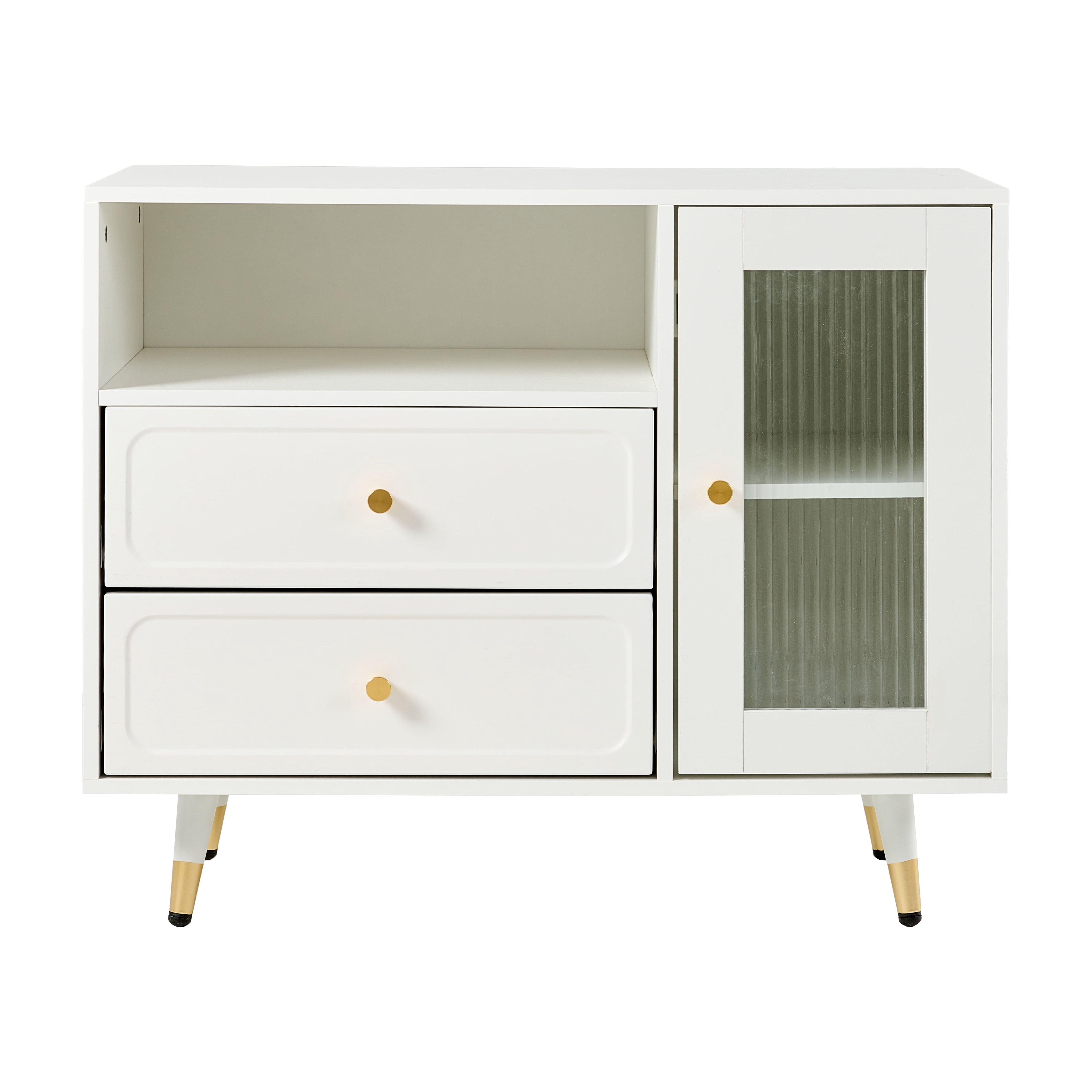 Modern Makeup Vanity with Lights, Drawers & Outlet, White