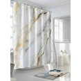 thumbnail image 3 of Fsddascl White Gold Marble Shower Curtain Set - 54" x 78" Washable Bathtub Curtain with 12 Hooks, Abstract Simple Geometric Waterproof Fabric Stall Shower Curtains for Bathroom/Bathtub Décor, 3 of 6