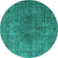 thumbnail image 1 of Ahgly Company Machine Washable Indoor Round Oriental Turquoise Blue Industrial Area Rugs, 3' Round, 1 of 4