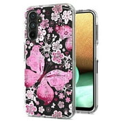 Butterfly Series Dual Layer Transparent Hybrid Case for Samsung Galaxy A25 5G - Pink