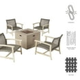 thumbnail image 2 of Debra Outdoor 5 Piece Wood and Wicker Club Chairs and Fire Pit Set, 2 of 11