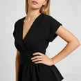 thumbnail image 4 of Endives Womens Short Sleeve T- Shirt V Neck Ruched Waist Peplum Top Chic Daily Wear Casual Blouse Summer Outfit, 4 of 6