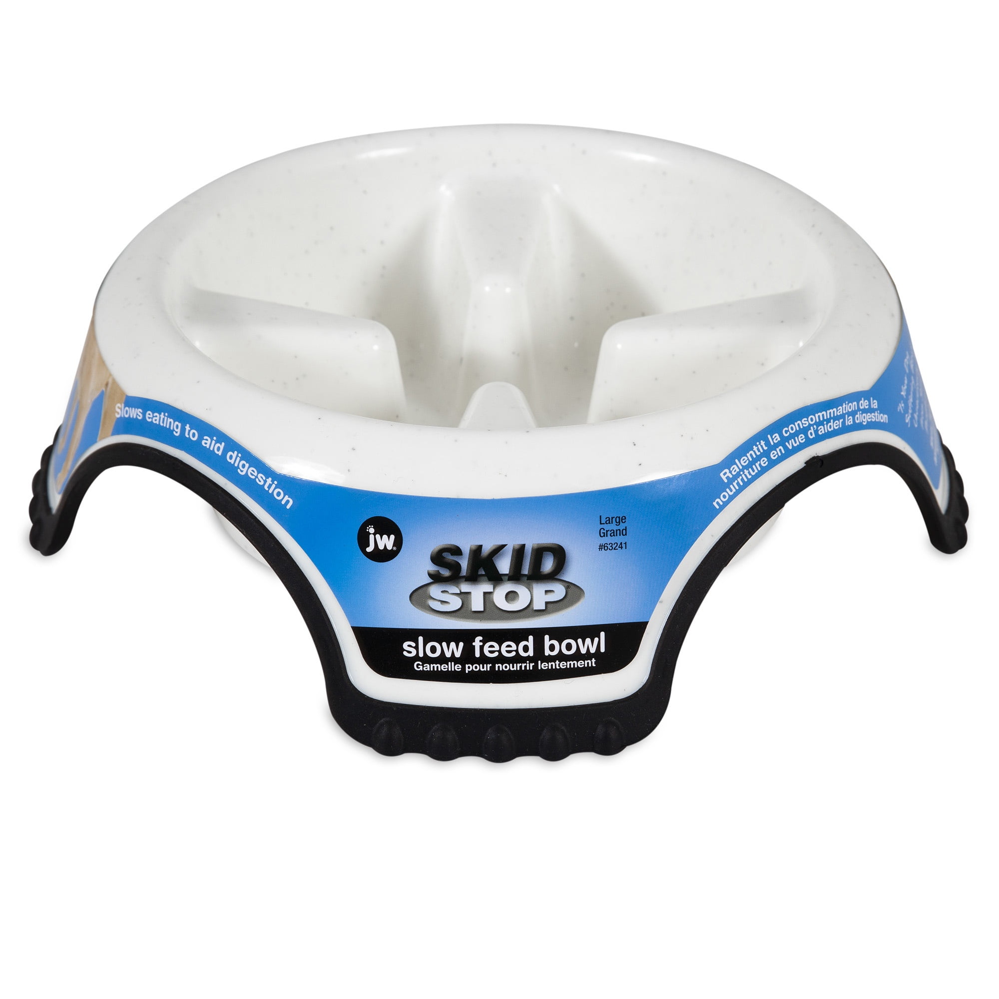 (3 pack) JW Pet Skid Stop Slow Feed Plastic Dog Bowl Rubber Base Feeder or Waterer, For Medium to Large Dogs, 3 Cup, Medium, Assorted Colors