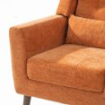 thumbnail image 3 of Modern Oversized Accent Chair, Chenille Fabric Leisure Armchair with Wooden Legs, Upholstered Reading Chair, Lounge Single Sofa Chair for Bedroom, Living Room, Office, Orange, 3 of 9