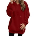 thumbnail image 3 of Hoodie Womens Sweatshirt Oversized Women Casual Lightweight Daily Cropped Women's Pullover Solid Color Raglan Sleeve Comfortable Warm Hooded Jacket For Everyday Wear, 3 of 7