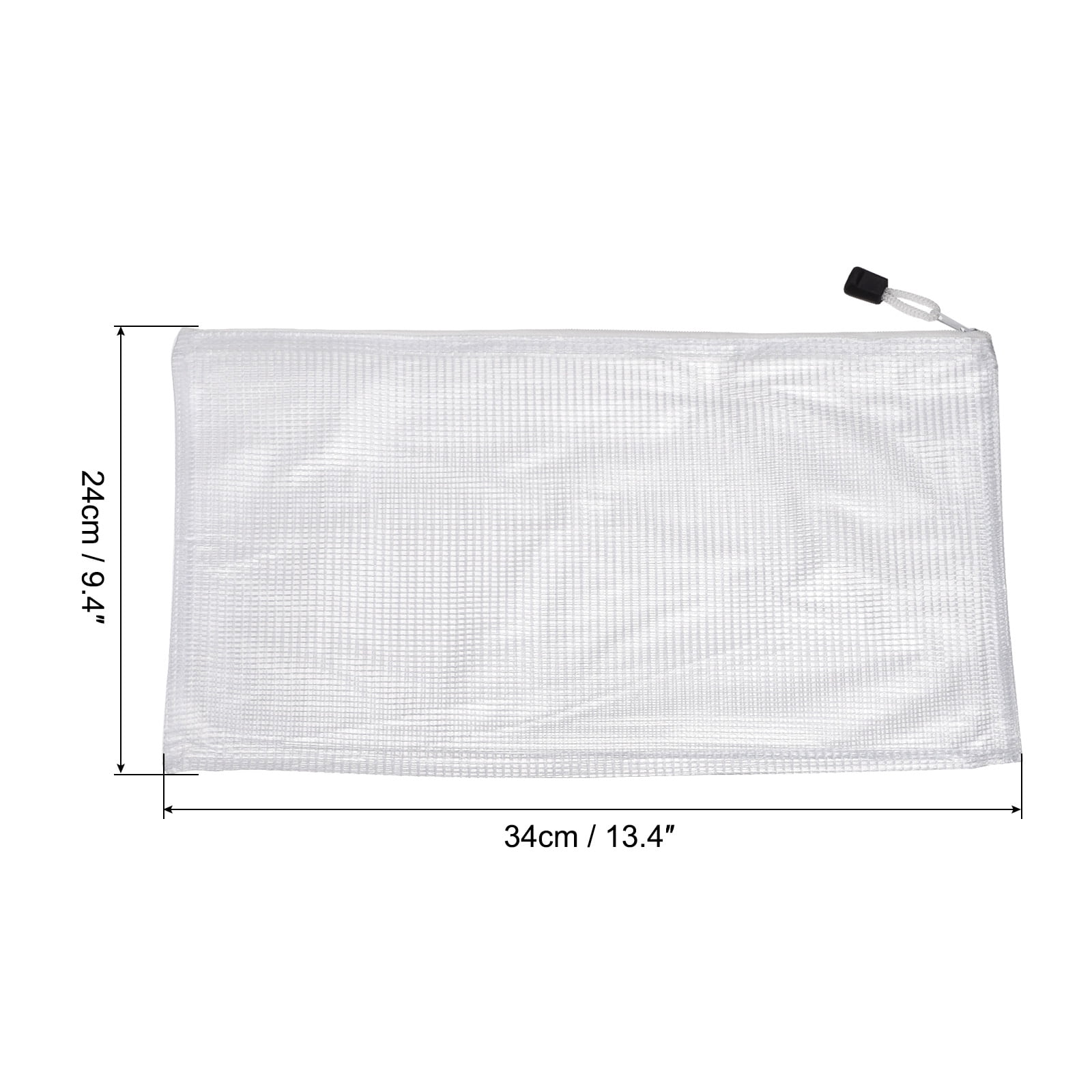 Unique Bargains Mesh Zipper Bag Plastic Zip File Pouch Document Folders Home Office Travel White