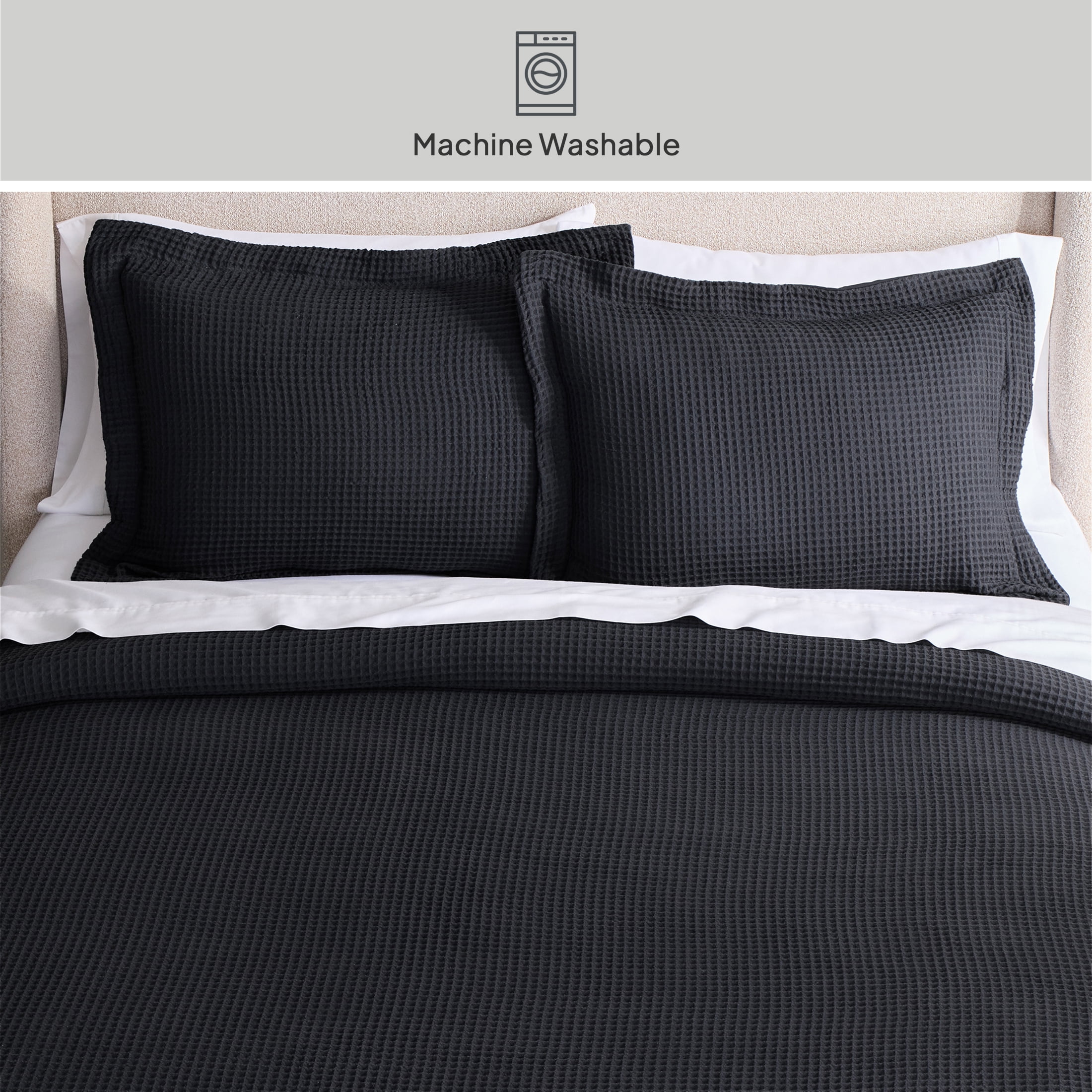 Better Homes & Gardens King Comforter Set, 3-Piece, All-Season, Grey Waffle