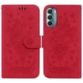 thumbnail image 2 of Decase for Motorola MOTO G Stylus 5G (2022) 6.8 inch Wallet case,Magnetic PU Leather Case Sun Flower Pattern Embossed Purse Kickstand Flip Cover With Card Holders Wrist Strap, Red, 2 of 7