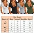 thumbnail image 2 of Womens Summer T-Shirts Basic U Neck Sexy Short Sleeve Henley Casual Slim Shirts, 2 of 3