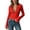 RD2, variant on Women's Lace Trim Long Sleeve Top, V-Neck Slim Fit Flare Sleeve Blouse, Coquette Going Out Crop Top for Casual Wear(Red/S)