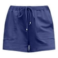 thumbnail image 4 of Women's Shorts Summer Solid Color High Waist Straight Drawstring Loose Casual Pocket Pants, 4 of 4