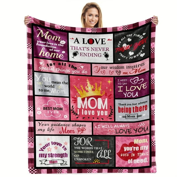 1pc Gifts For Mom Throw Blanket Mom Blanket From Daughter Son, Gifts For Anniversary Mom Birthday Gifts, I Love You Mom Blanket, Soft Cozy Flannel Blanket For Mom