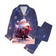 thumbnail image 1 of Gibobby camisones de talla grande Mujer Navidad manga larga solapa estampado completo vacaciones Casual Santa árbol copa de conjunto de pantalones (Azul marino, S), 1 of 3