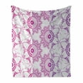 thumbnail image 1 of Vintage Tribal Soft Flannel Fleece Throw Blanket, Pattern Simple Mandala Like Flowers, Cozy Plush for Indoor and Outdoor Use, 50" x 60", Magenta Dark Magenta, by Ambesonne, 1 of 5