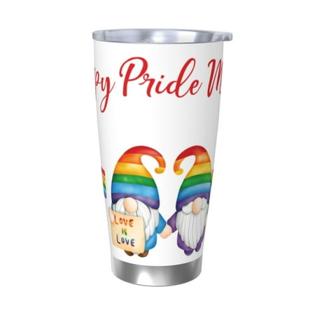

Zeuib Lgbt Gnome Printed 20oz Stainless Steel Insulated Car Cup Stainless Steel Thermal Cup Vacuum Insulated Leak-proof Travel Mug Cup-Without Straw