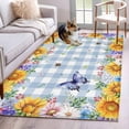 thumbnail image 3 of Area Rug for Living Room, Sunflowers Non-Slip Indoor Large Carpet for Bedroom/Dining Room, Spring Watercolor Flowers Butterflies Hydrangea Blue Washable Low-Profile Floor Mat Runner Rugs - 3 x 5 Ft, 3 of 7