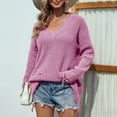 thumbnail image 5 of LYXSSBYX V-Neck Long Sleeve Sweater Tops Hot Sale Clearance for Fashion Women Solid Long Sleeve Pullove Hollow Out V-Neck Casual Sweater Tops, 5 of 5