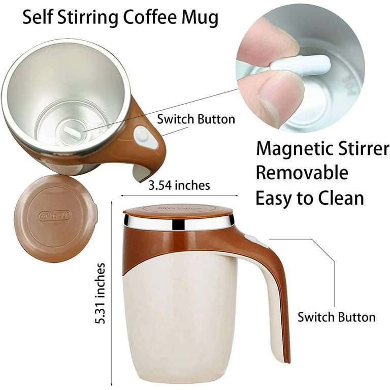 Wovilon Electric Mixing Cup,Automatic Magnetic Stirring Coffee Mug,  Rotating Home Office Travel Mixing Cup 