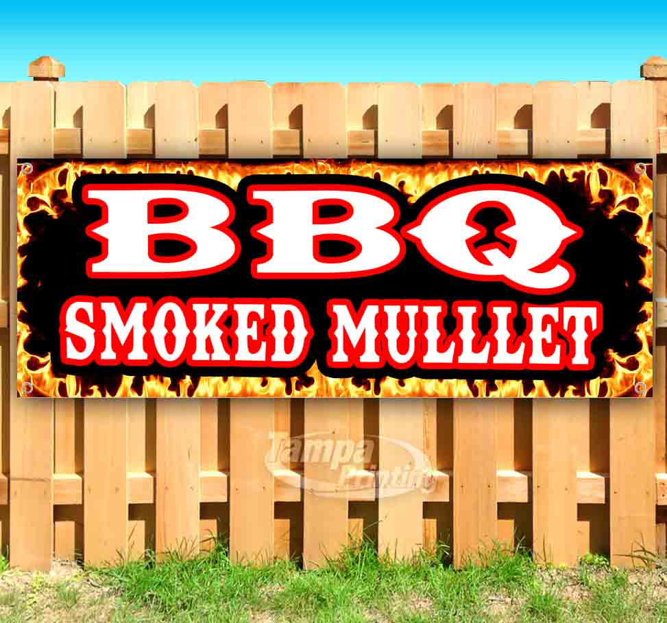 BBQ Smoked Mullet 13 oz Banner Heavy-Duty Vinyl Single-Sided with Metal Grommets 
